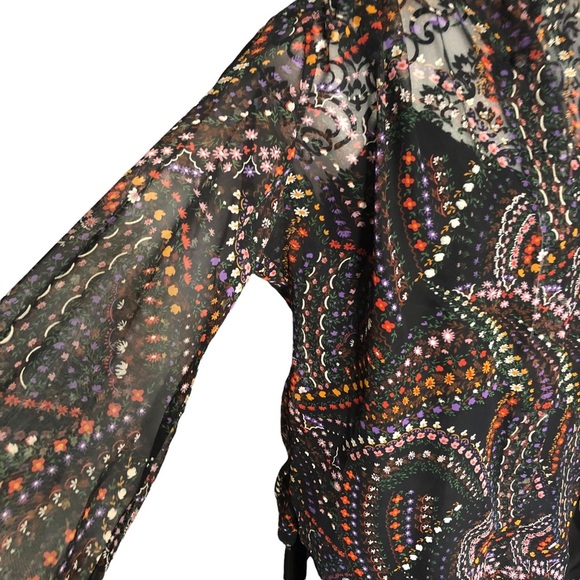 SAKS FIFTH AVE Floral Mesh Button-down Blouse - Picture 4 of 14